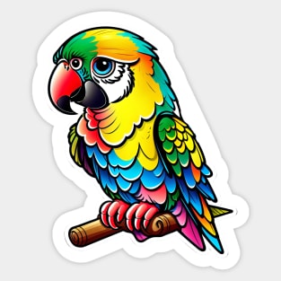 Cute happy macaw parrot yellow, green and blue Sticker